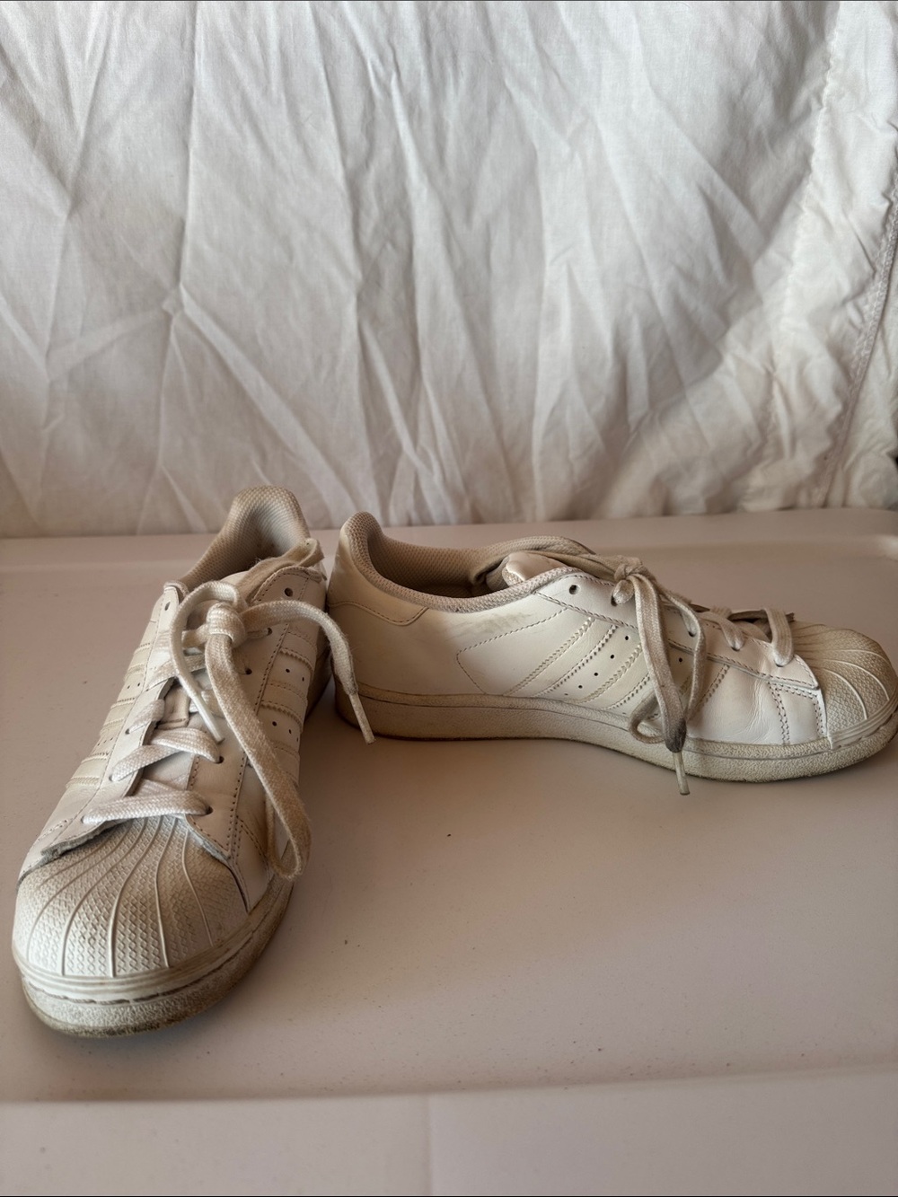 White Shell Toe Sneakers - Picture 2 of 9